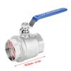 Akozon 2" DN50 Female Thread Ball Valve, Full Port, 304 Stainless Steel Two-Piece, 1000 WOG Heavy Duty, Blue Vinyl Insulated Handle