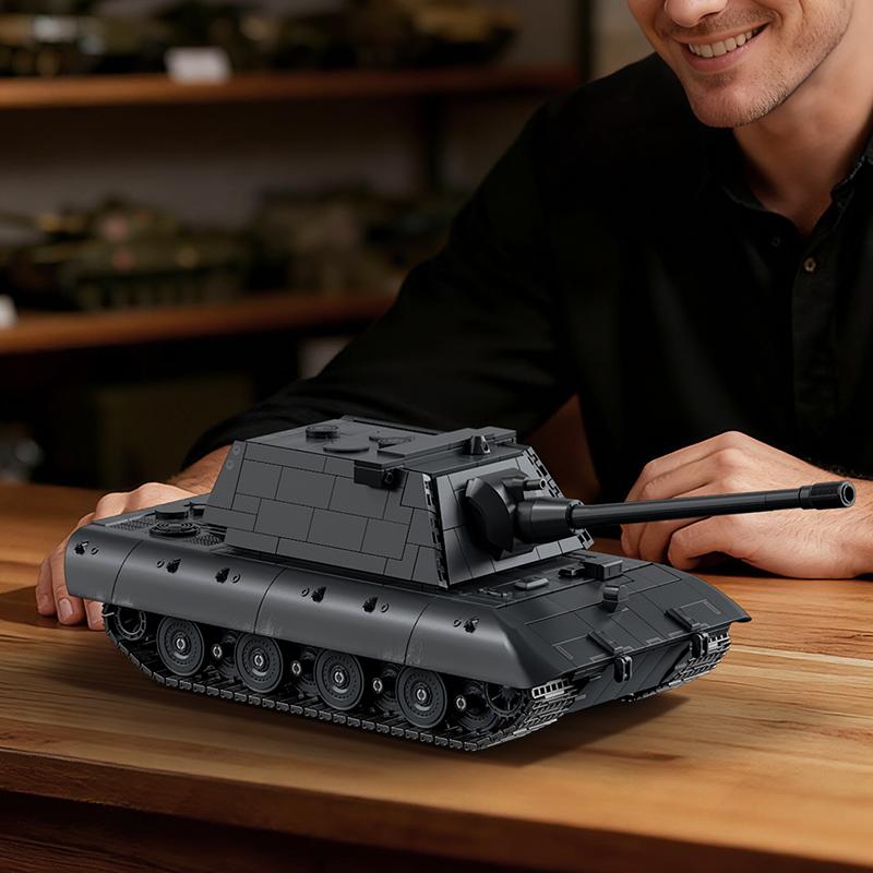 E-100 Tungt stridsvagn (Krupp-turrentyp) Klassisk Modellserie Stor tankleksak Monteringsbyggklossar Handmonterad Modell Julklapp