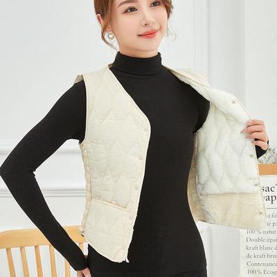 Women's Slim V-Neck Down Vest - Velvet-Lined, Warm, Elegant, Versatile, 2025 Collection