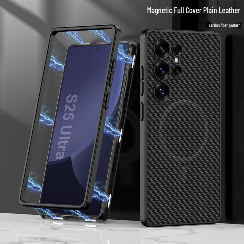 S25ULTRA Phone Case: Cross-Border Leather, Magnetic, Wireless Charging, 2-in-1 Protection SM-S25Ultra