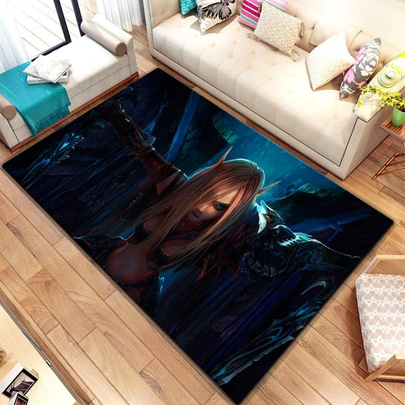 Spiel World of Warcraft Teppich für Wohnzimmerteppiche Camping Stranger Things Picknickmatte Rutschfester E-Sport-Teppich Yogamatte Fans Geschenk