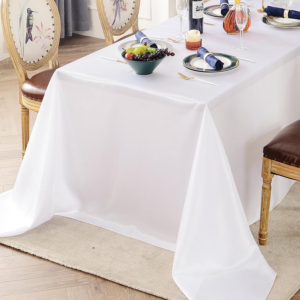Rectangle Satin Tablecloth Wedding Table Cloth White Black for Party Birthday Events Banquet Decor Home Dinner Tablecloths