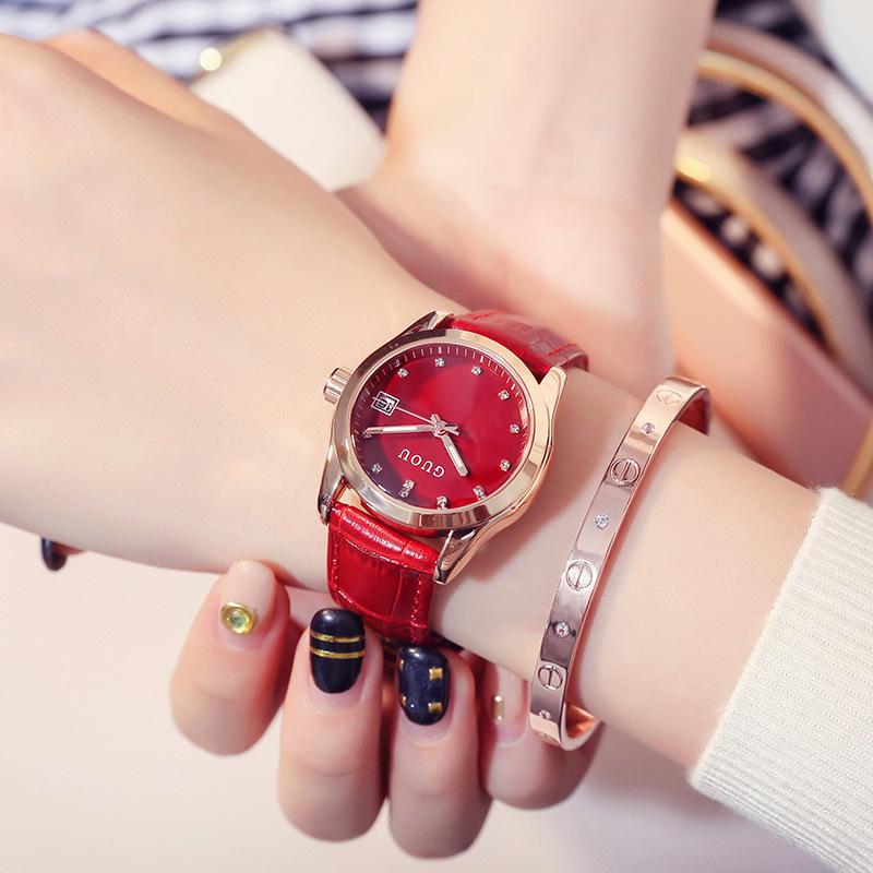 Relógio Simples com Calendário, Ponteiro Luminoso, Cinto, Mesmo Estilo Temperamento Elegante Relógio Feminino para Mulheres