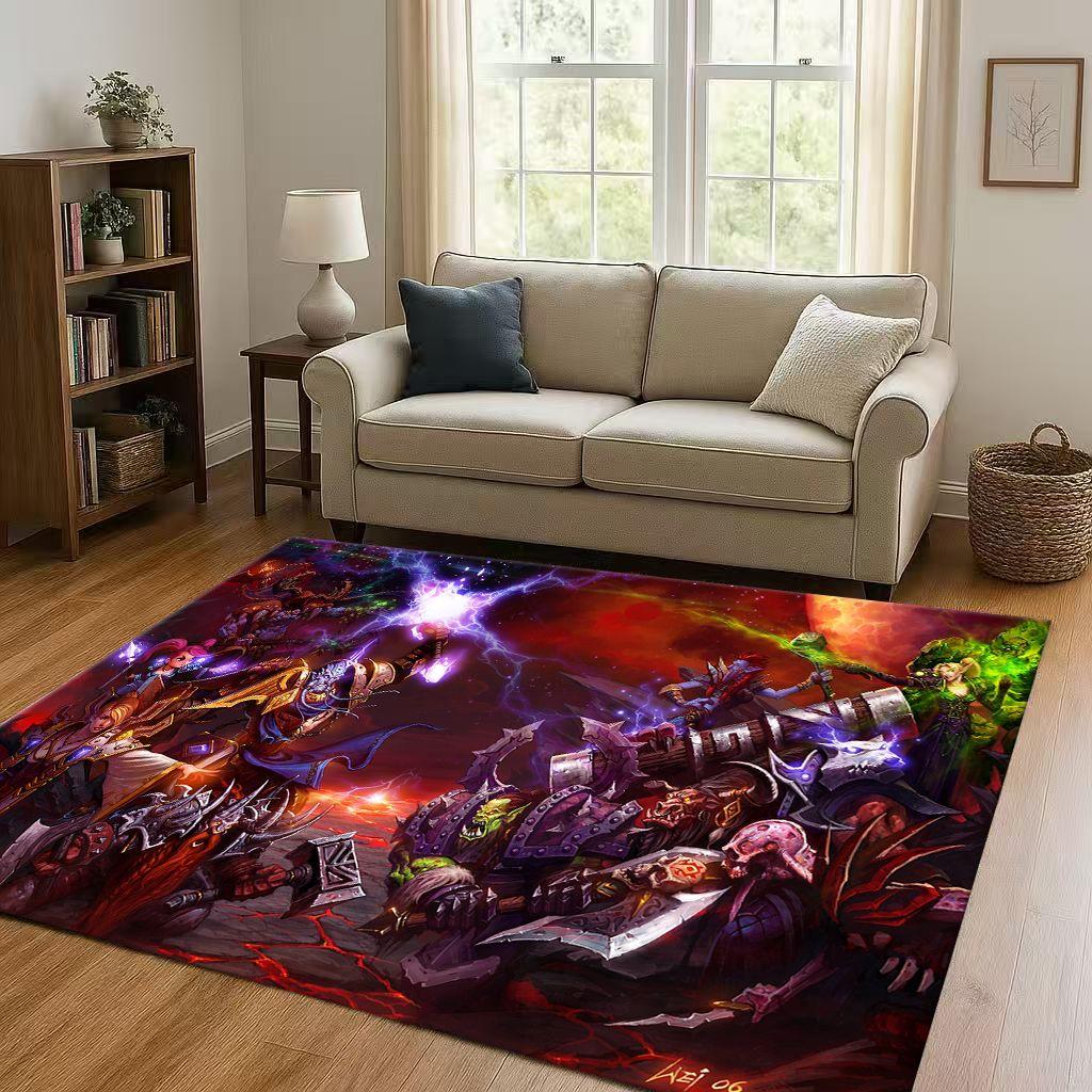 HD WOW World of Warcraft Game Demon Hunter Arthas Living Room Non-Slip Area Rug Carpet for Bedroom Playroom Sofa,Home Doormat