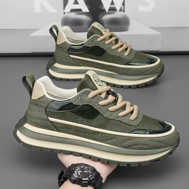 Color Matching Dad Shoes Men's Spring and Autumn New Comfortable Leather Surface Casual Versatile Fashion Retro Explosion Casual Men's Shoes