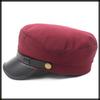 Marine Cap Leather Newsboy Cap Stylish Black Hat for Going Out Travel CZ294 [White Fang] Women's (Red)