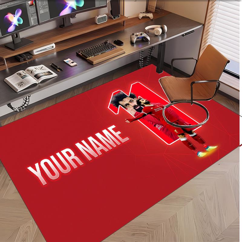 Personalized Crystal Velvet Carpet Mohamed Salah Pattern Non Slip Floor Rug