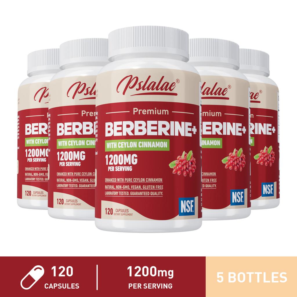 Capsule di Berberina, 1200 mg per porzione, contengono estratto di cannella di Ceylon, facilmente assorbibili, adatte agli adulti.