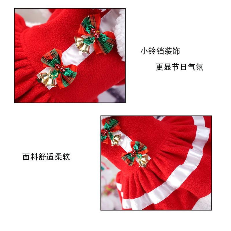 Pet Christmas Clothes Dog Small Dog Christmas Snowflake Santa Plush Thickened Red Festive New Products