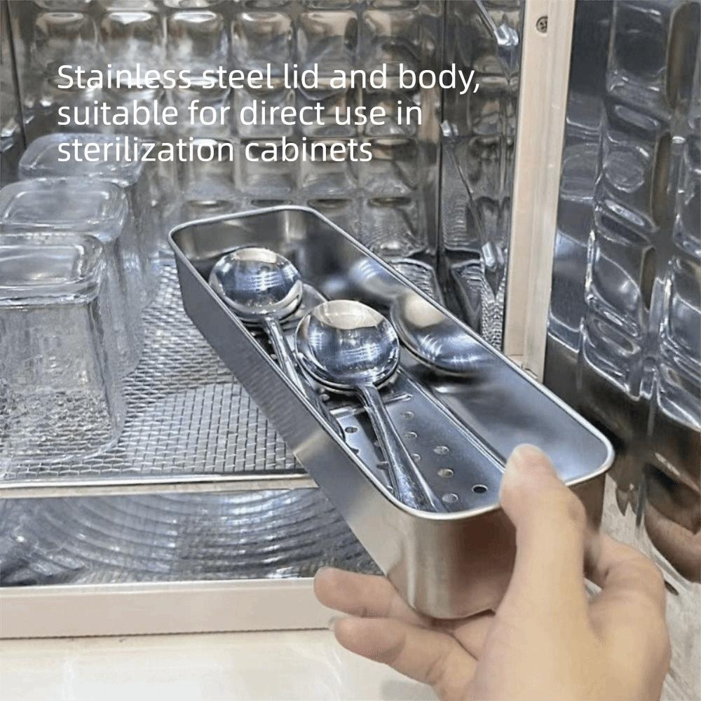 Draining Spoon Fork Storage Box Stainless Steel Chopsticks Cage Durable Cutlery Holder  for Kitchen