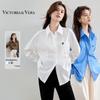Women's Heart Embroidered Cotton Loose Shirt