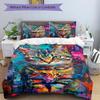 3pcs Colorful Cat Art Print Duvet Cover Set - Includes 1 Duvet Cover and 2 Pillowcases, No Quilt Core, All-Season Home Decor Yy251111058