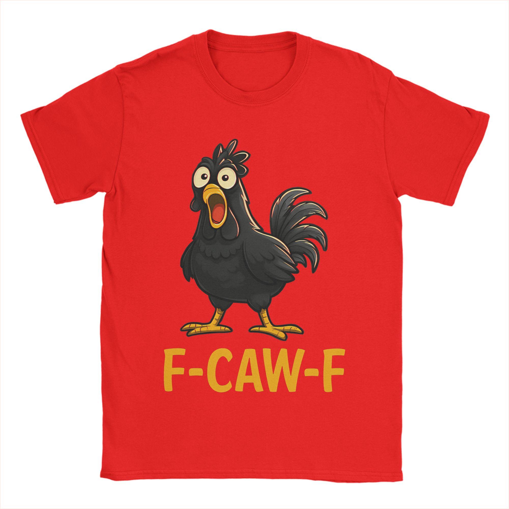 

Funny F-Caw-F Black Chicken Meme T Shirts Men s Cotton Novelty T-Shirts Round Collar Tee Shirt Short Sleeve Tops Graphic Print S