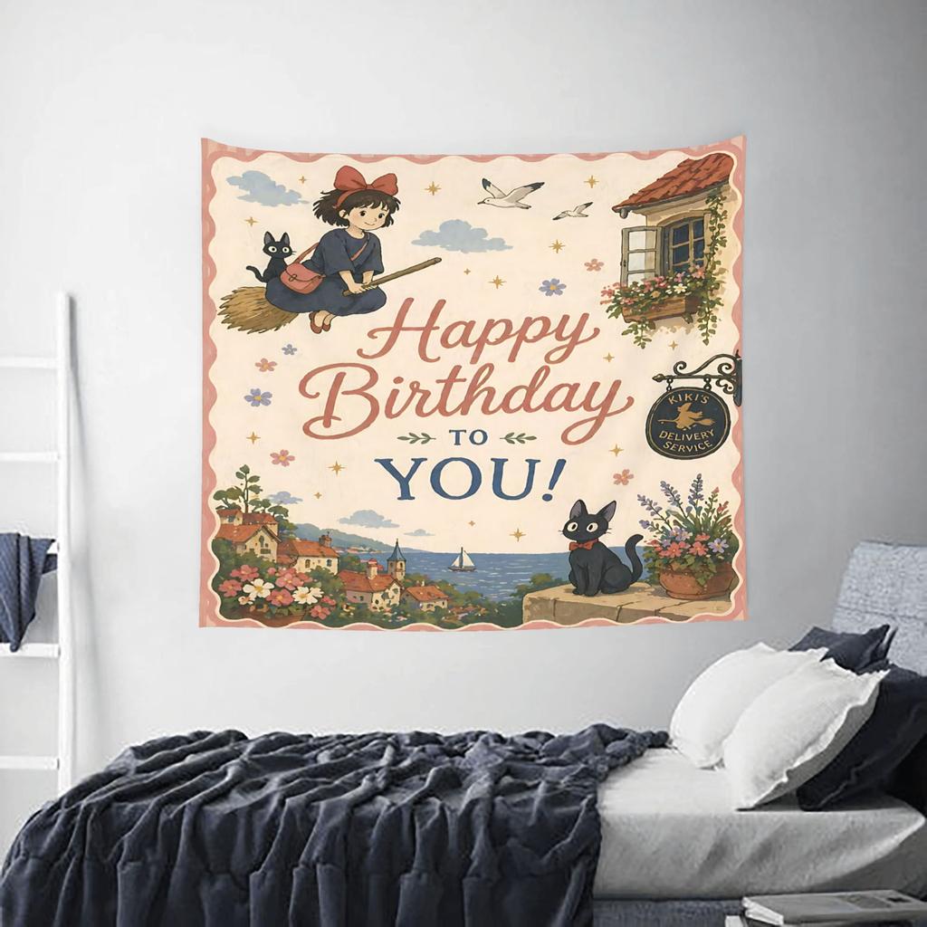 Anime Kiki’s Delivery Service cutecore Tapestry Bedroom Decoration Wall Hanging Blanket Tapestry Cool Stuff For Room