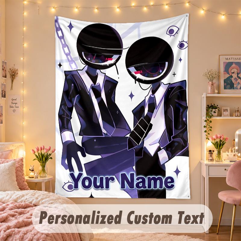 Custom Personalized Tapestry,Doors Print Custom Name Text Wall Art Hanging for Bedroom