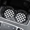 Car Coasters for Cup Holder Silicone, Car Cup Holder Coasters Pack of 2, Fashion Black White Checkerboard Gird