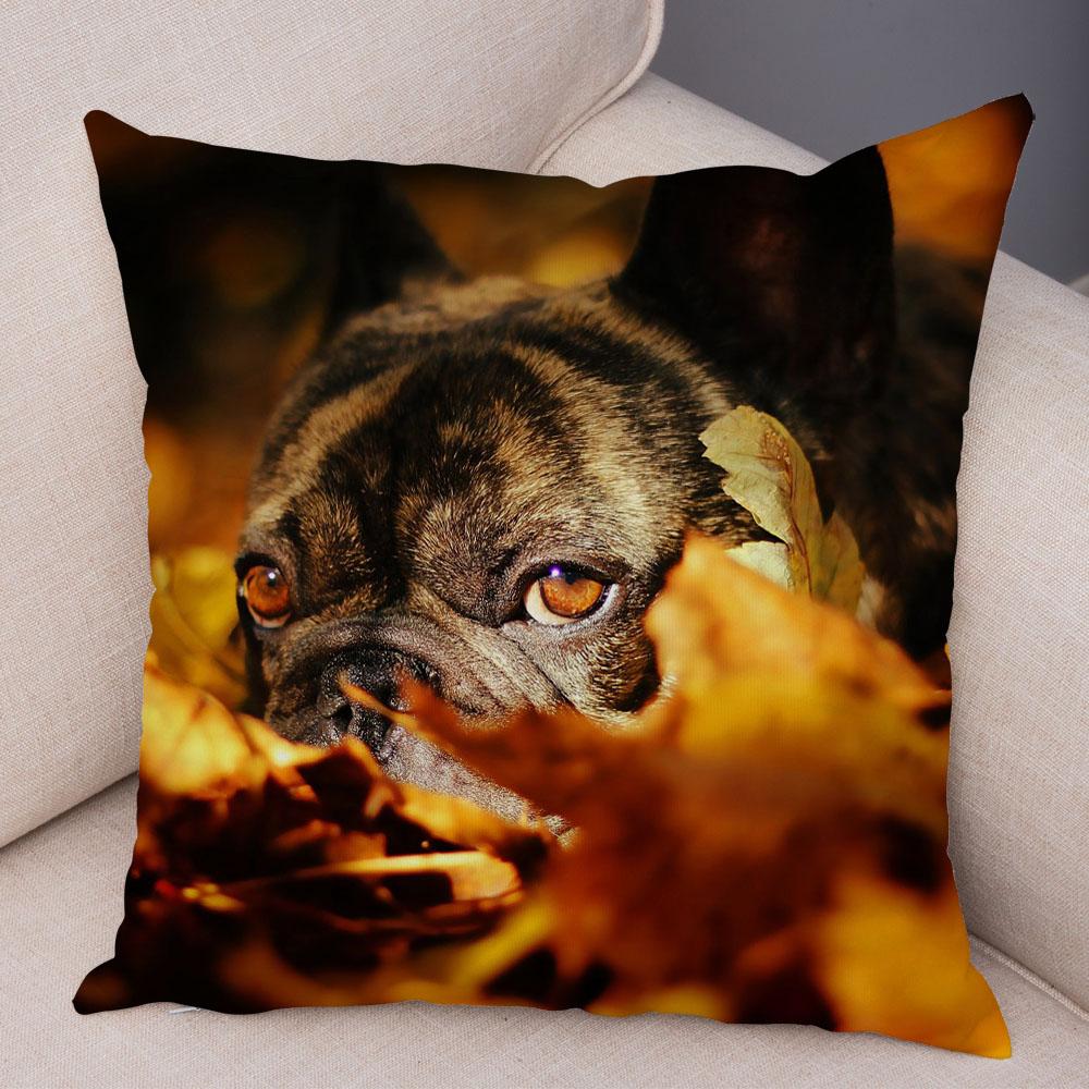 Cute Pet Mini French Bulldog Pillowcase Home Sofa Car Decoration Animal Dog Cushion Cover Printed