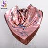 [BYSIFA] Chinese Pink Peony Women Satin Silk Scarf Cape  New Navy Blue Elegant Ladies Neck Head Scarf Spring Autumn Scarves