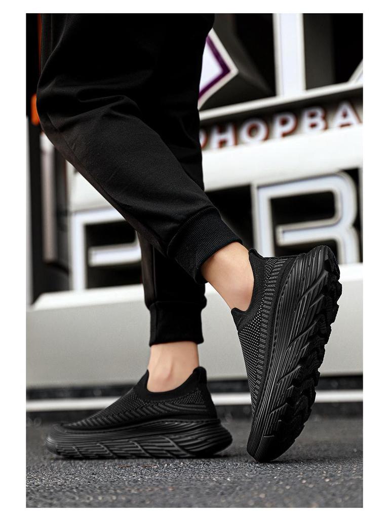 Męskie Europejskie Wiosenne Buty Sportowe Casual - Oddychające Sneakersy Slip-On z Grubą Podeszwą