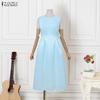 ZANZEA Women Elegant Casual Round Neck Sleeveless Dress