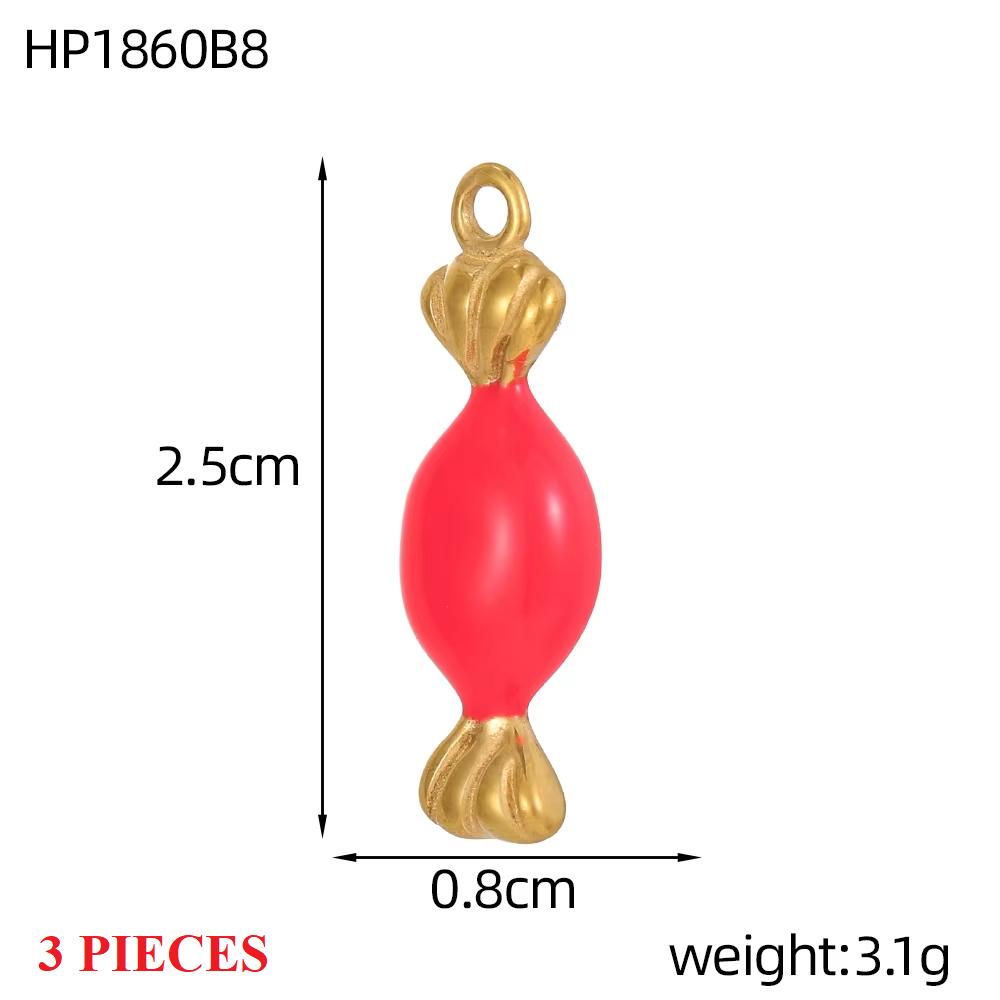 3PCS/LOT CARLIDANA Gold Plated Stainless Steel Charms, Cute 3D Mushroom Candy Fruit Pendants for DIY Bracelet Earring Jewelry