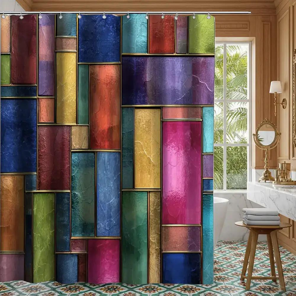 

1pc Bathroom Shower Curtain, Color Carnival, Festival of Colors Shower Curtain with 12 Hooks, 180x180cm Bathroom Window Curtai 90x180cm