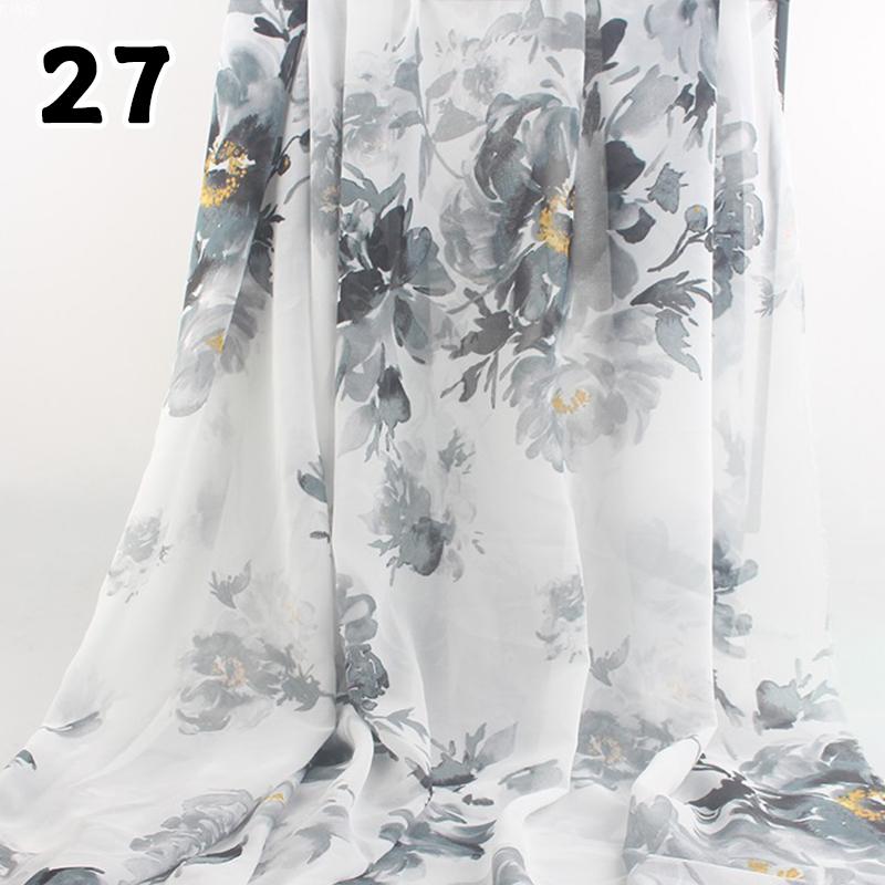 1M 75D Retro Flower Chiffon Fabric Breathable Thin And Light Draped Fairy Designer Fabric For Diy Sewing Summer Dress Shirts