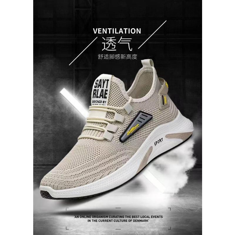 Men S Breathable Knit Running Sneakers Casual Korean Style