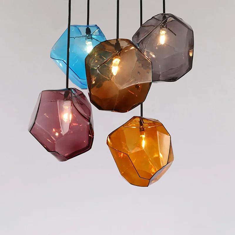 Simple Stone Glass Pendant Light Colorful Indoorp The Restaurant Dining Room Bar Cafe Shop Lighting Fixture