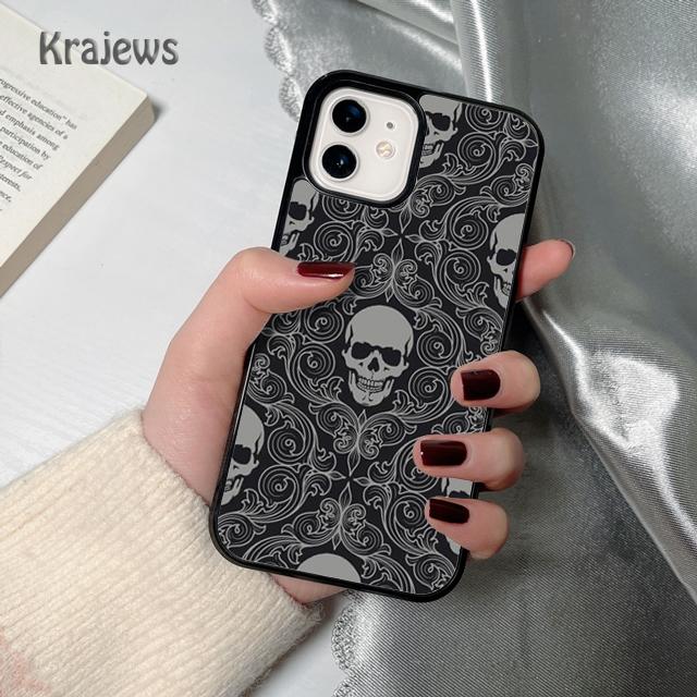 Krajews Skulls Bones Skeleton soft Phone Case Cover For iPhone 17 Air 16 15 14 plus 12 13 pro max coque Fundas