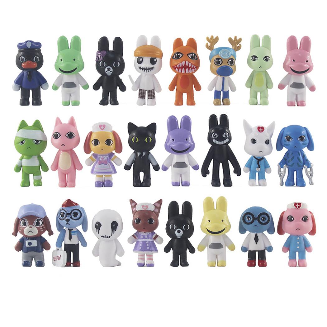 24 stuks/set Mini beeldjes Dierenhospitaal Actiefiguur Speelgoed Huis Tuin Decoratie Fans Cadeau black