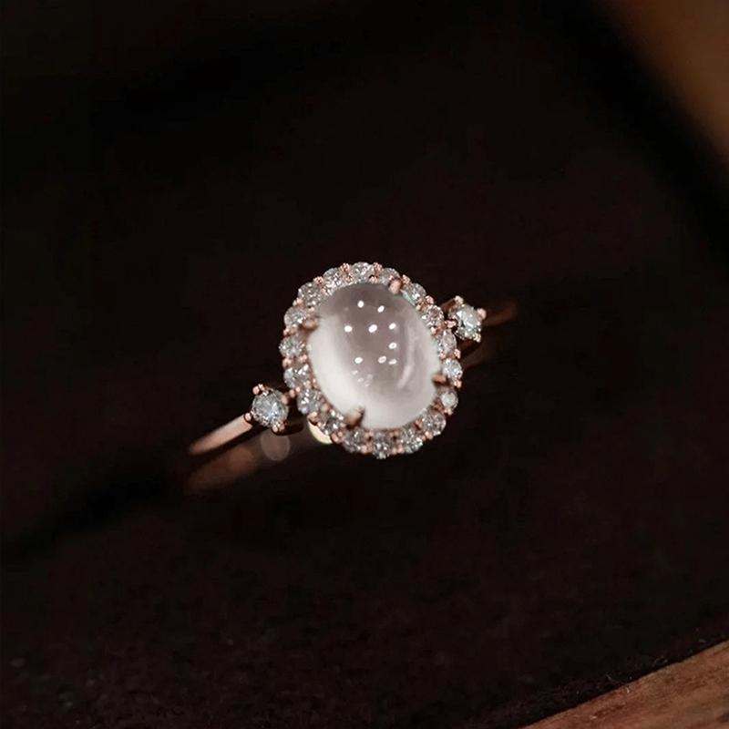 

Huitan Temperament Rose Gold Color Imitation Opal Rings for Women Newly Designed Wedding Band Accessories Gift Fashion Jewelry 6