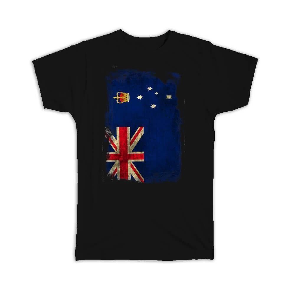 Gift T-Shirt : Australia Victoria Distressed Flag Vintage Australian Expat L