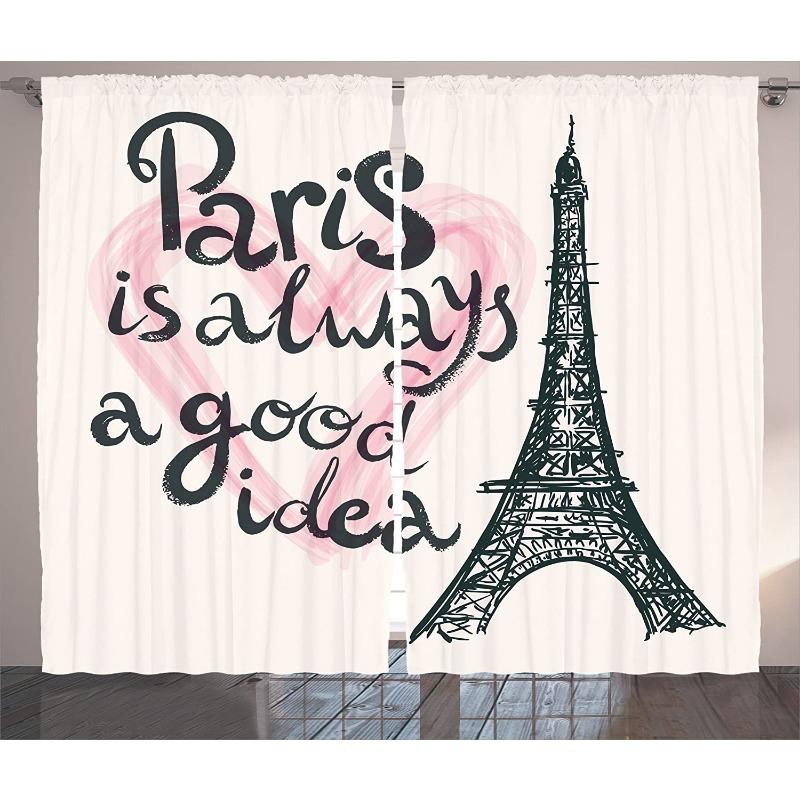 Paris Architecture Pink Window Curtains Bedroom Kitchen Curtain Panel Christmas Home Decor Curtains for Living Room