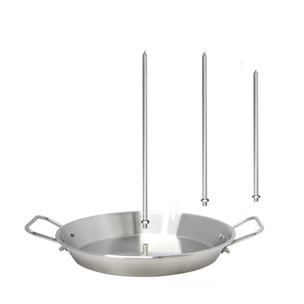 

С 3 подставками для гриля, винтовым грилем, сковородой-гриль с антипригарным покрытием, решеткой, подставкой для гриля, кухонными инструментами серебряный