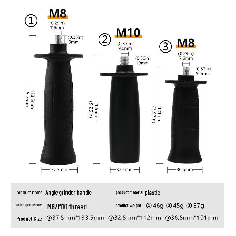 Angle Grinder Front Handle Accessory with M8 M10 Thread - Auxiliary Side Handle for Grinding Machine