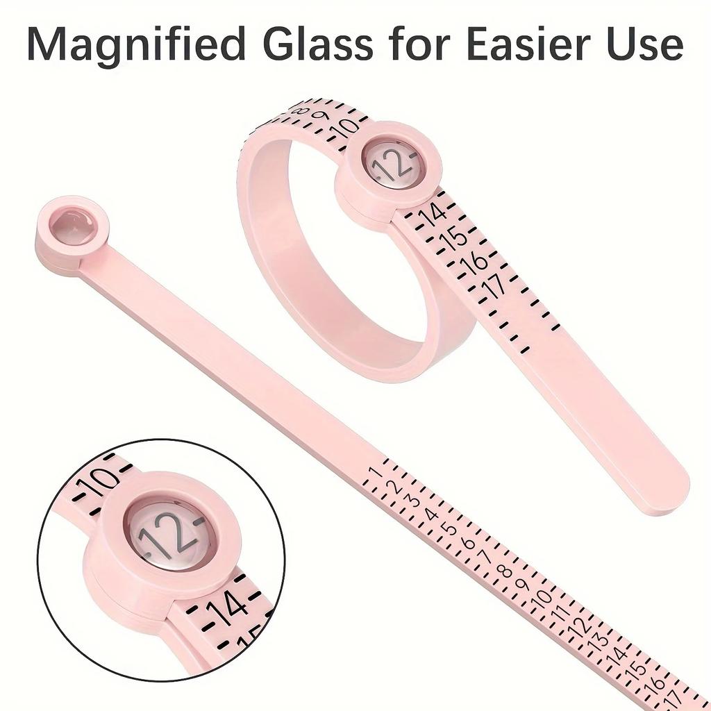 Professional Ring Size Measurement 1-17 Ring Dimender American Measuring Tool with Magnifying Glass Ring Measuring Soft Ruler