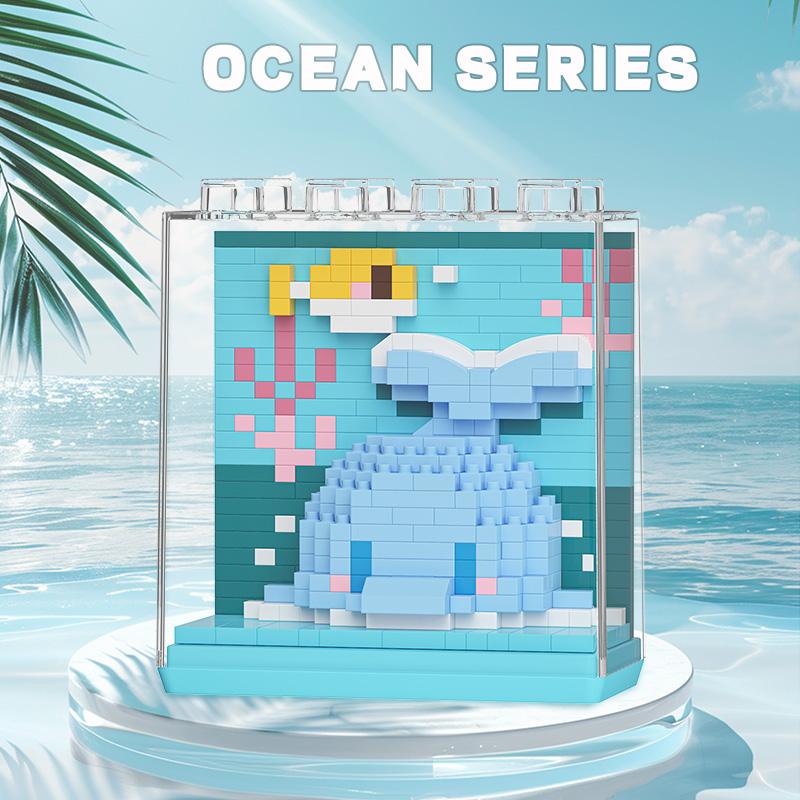 Cartoon Doll Ocean Creatures Series Puzzle Assembly Microparticle Building Blocks Male And Female Birthday Gifts