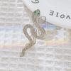 LATS Unique Design Silver Snake Brooches for Women Men Unisex Full of Rhinestone Snake Animal Pins Badge Jewelry