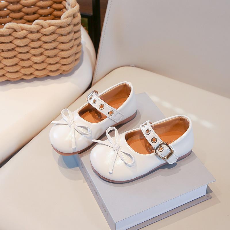 Vintage Girls' Leather Shoes Spring New Kids Shoe Soft Soled Girls' Shoes Anti Slip Child Casual Shoes Versatile Mary Jane Shoe