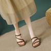 High-heeled slippers, high-end exterior wear fashion, thin heels 2025 new summer nude French square head one-word cool slippers