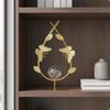 Crystal Ball Contemporary Chic metal Ornament Handcrafted Look Decorative Sphere Feather Leaf C