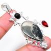 Pyrite Agate, Garnet Gemstone 925 Silver Jewelry Pendant 2.56"