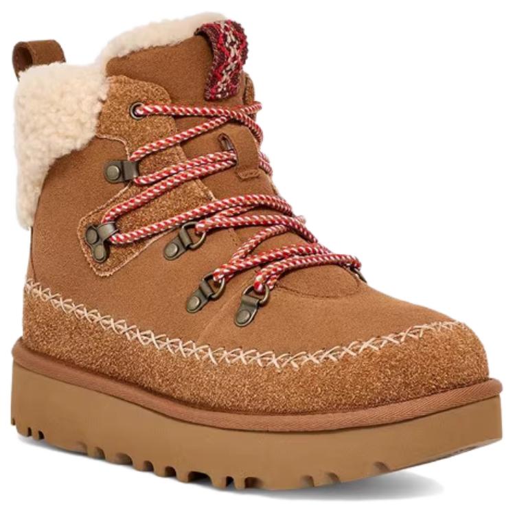UGG Classic Alpine Lace-Up Comfortable Warm Short Boots Women boots Brown 1158271-CHE