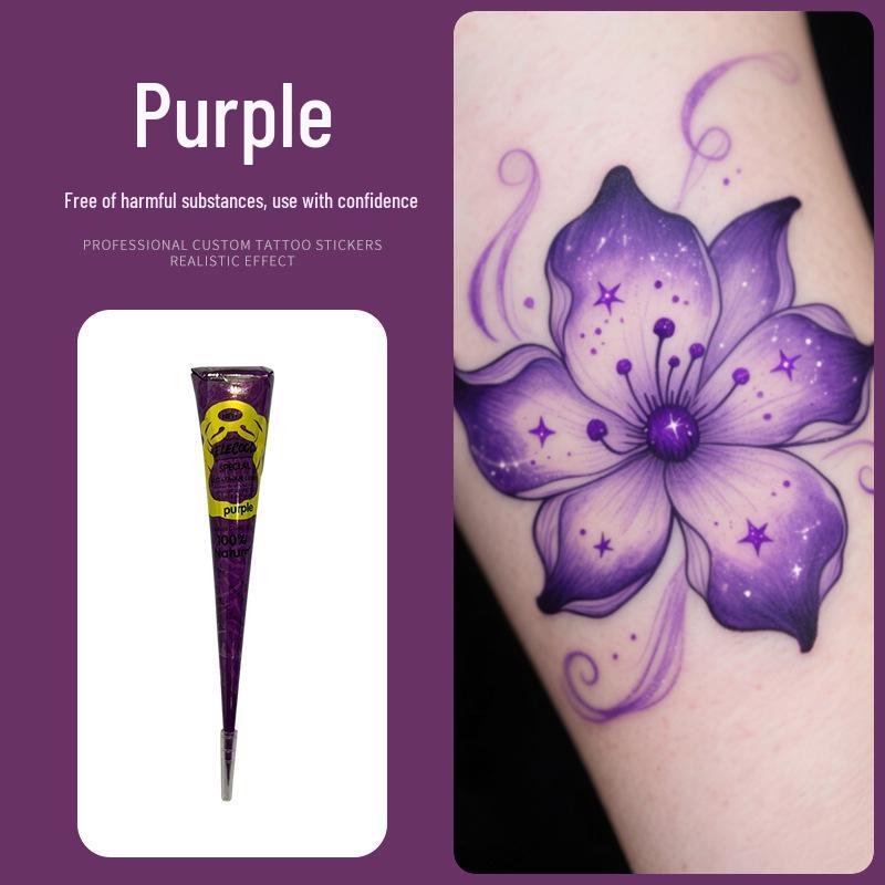 Plant-Based Hand-Painted Henna Tattoo Paste for Stencil Use