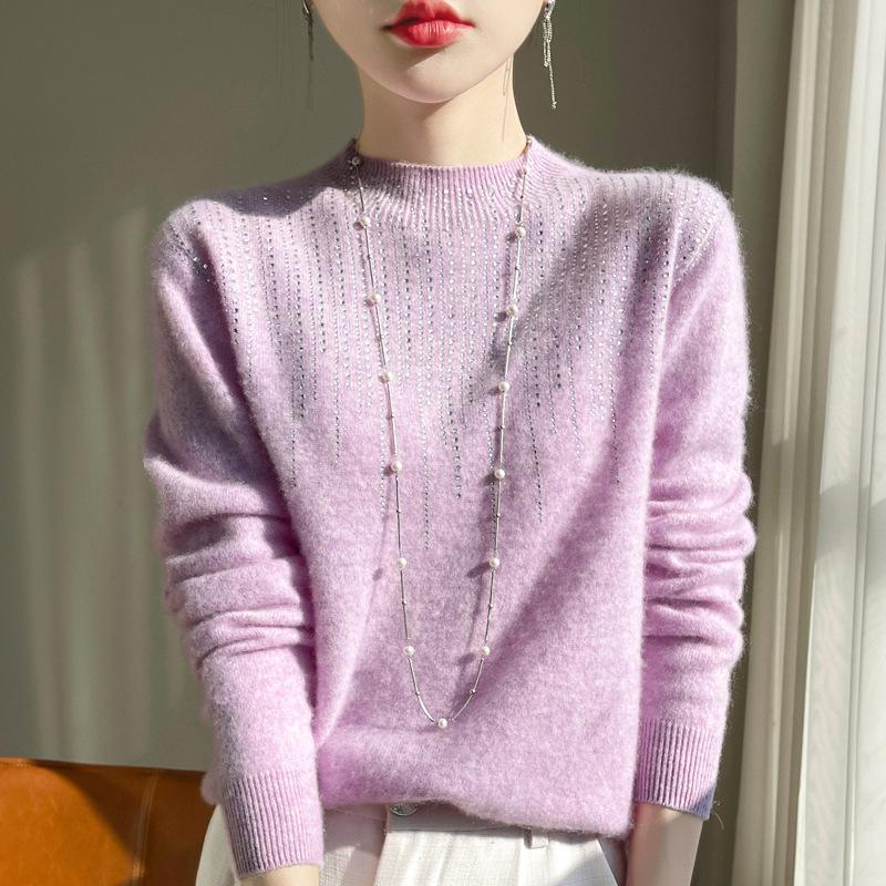 2024 New Style Rhinestone Fringe Knit Sweater: Soft Wool Base, Perfect for Autumn/Winter