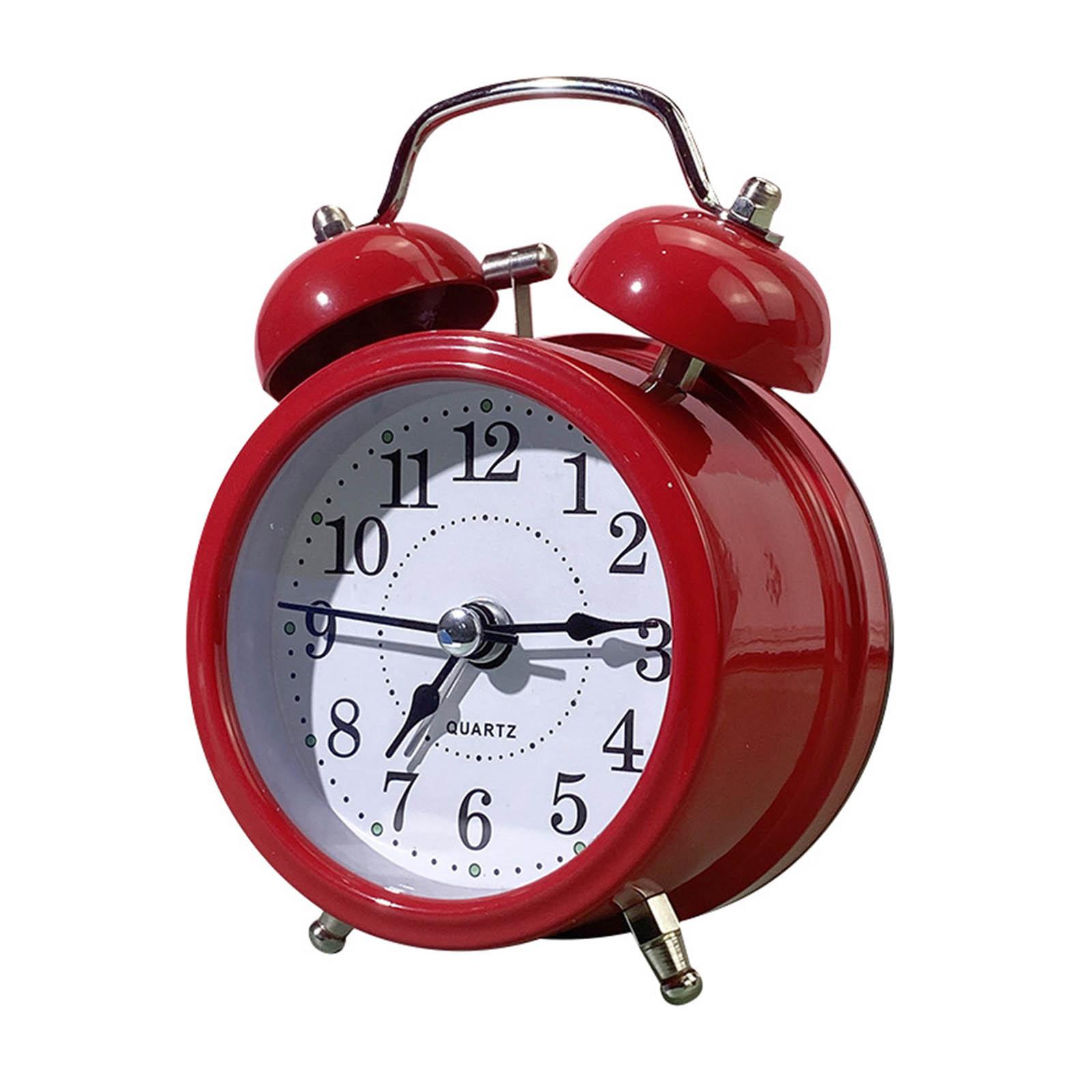 Retro lauter Wecker mit doppelter Glocke, laute Schlummeruhr für Zuhause, Studenten, Kinderzimmer, Dekoration rot
