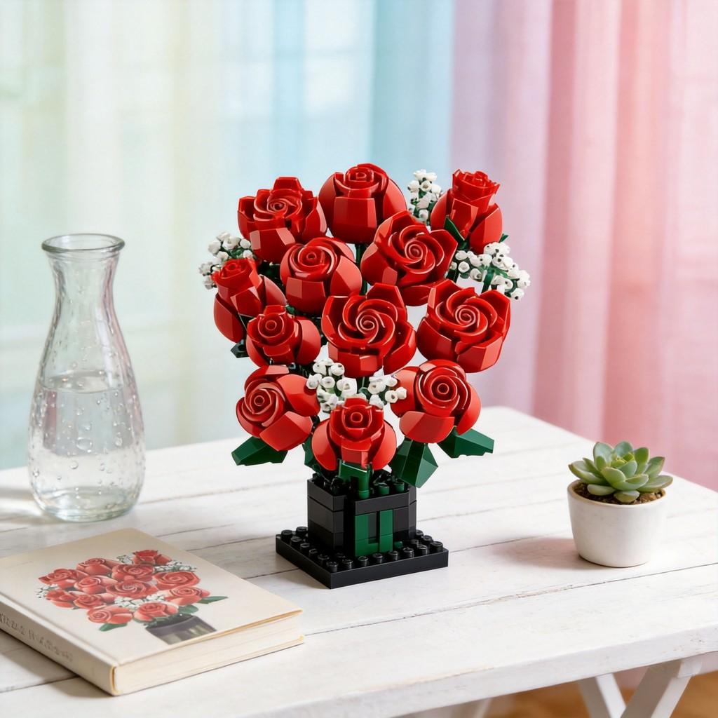 Set di Costruzione Compatibile con Fiori Secchi Per Regalo Romantico Decorazione per la Casa