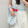 New Ins Style Korean Woven Plaid Shoulder Messenger Bag Large Capacity Commuter Casual Bag Milk Blue Sweet Pink Plaid