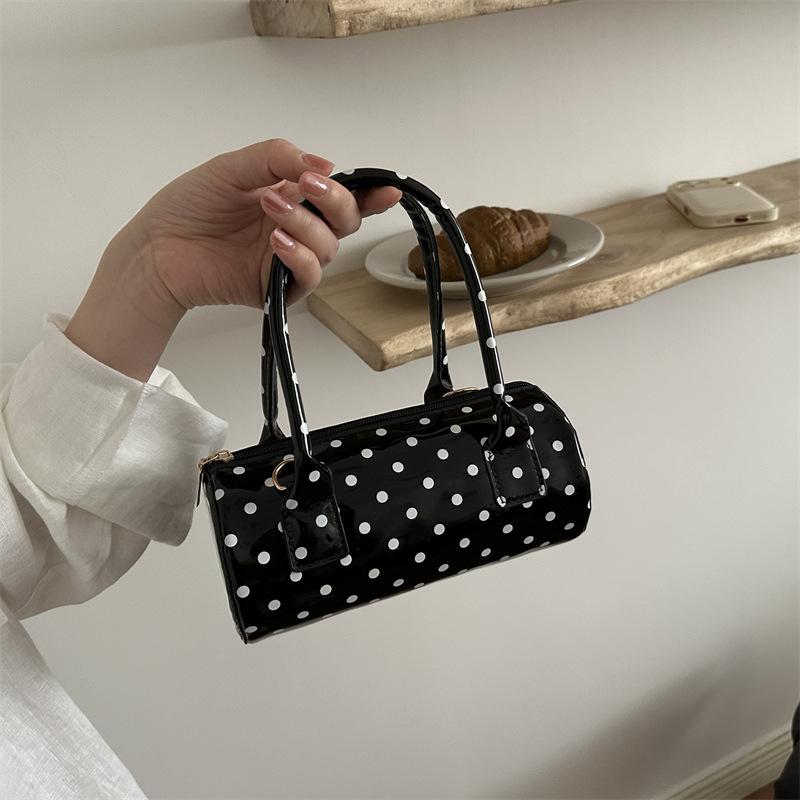 Damen Mode Gepunkteter Zylinder Schulter Crossbody Handtasche Für Den Täglichen Gebrauch